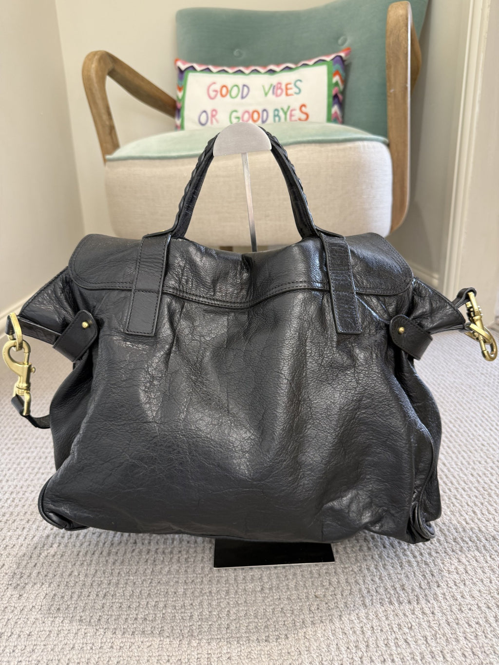 Mulberry Alexa Satchel Bag – Black Leather, Gold Hardware