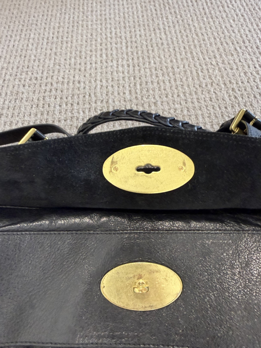 Mulberry Alexa Satchel Bag – Black Leather, Gold Hardware