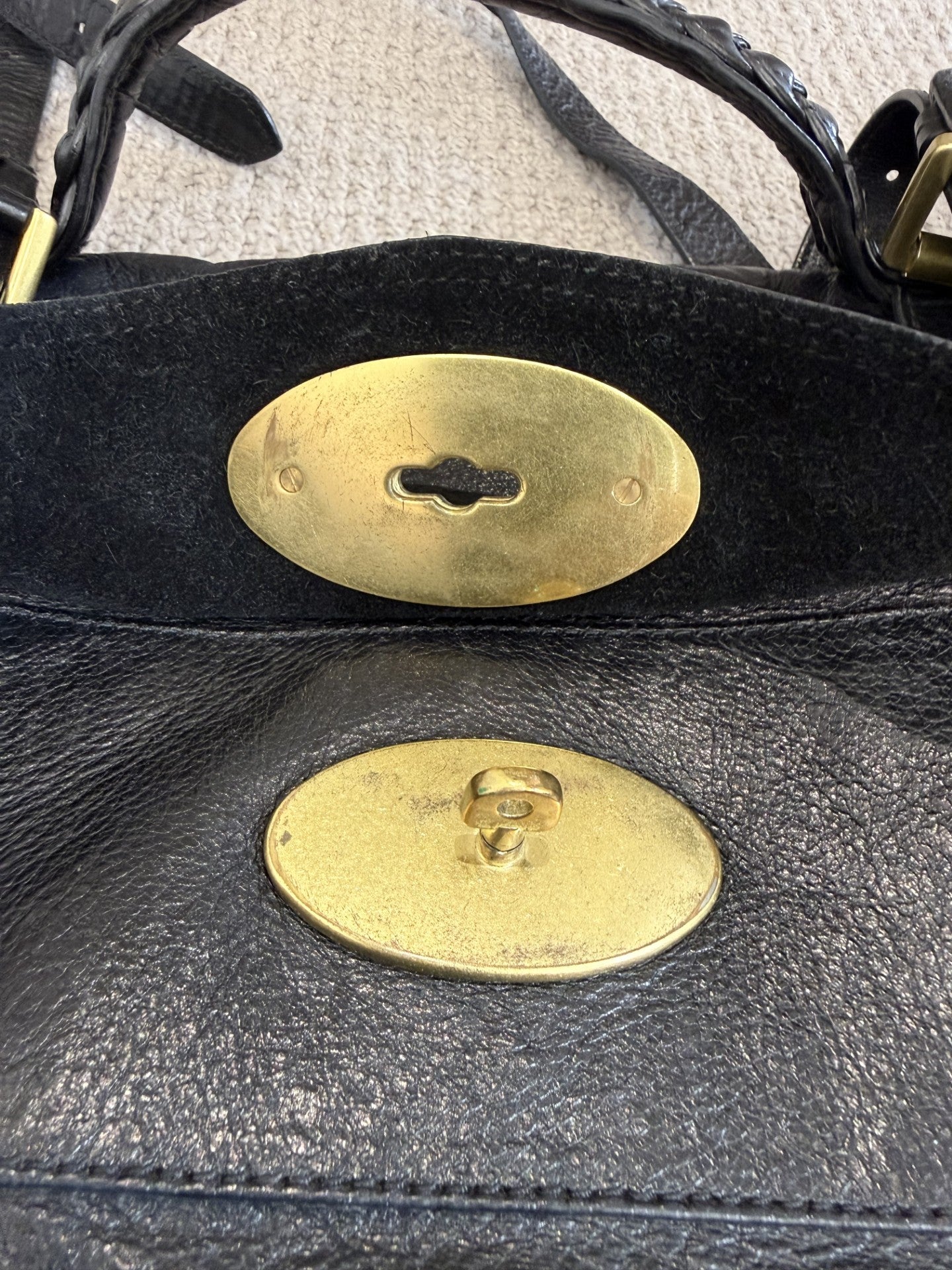 Mulberry Alexa Satchel Bag – Black Leather, Gold Hardware