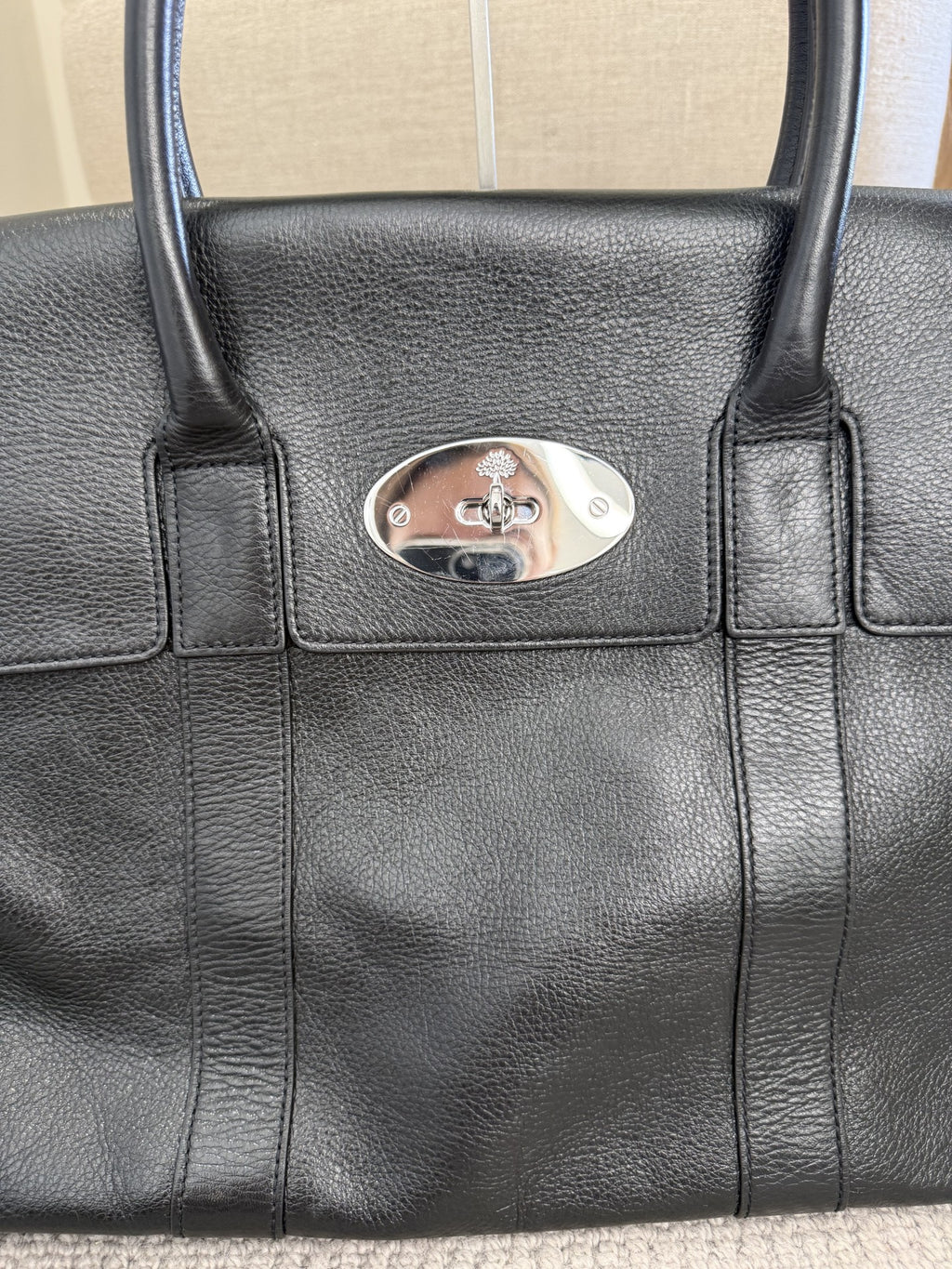 Mulberry Bayswater Black Leather Handbag – Silver Hardware