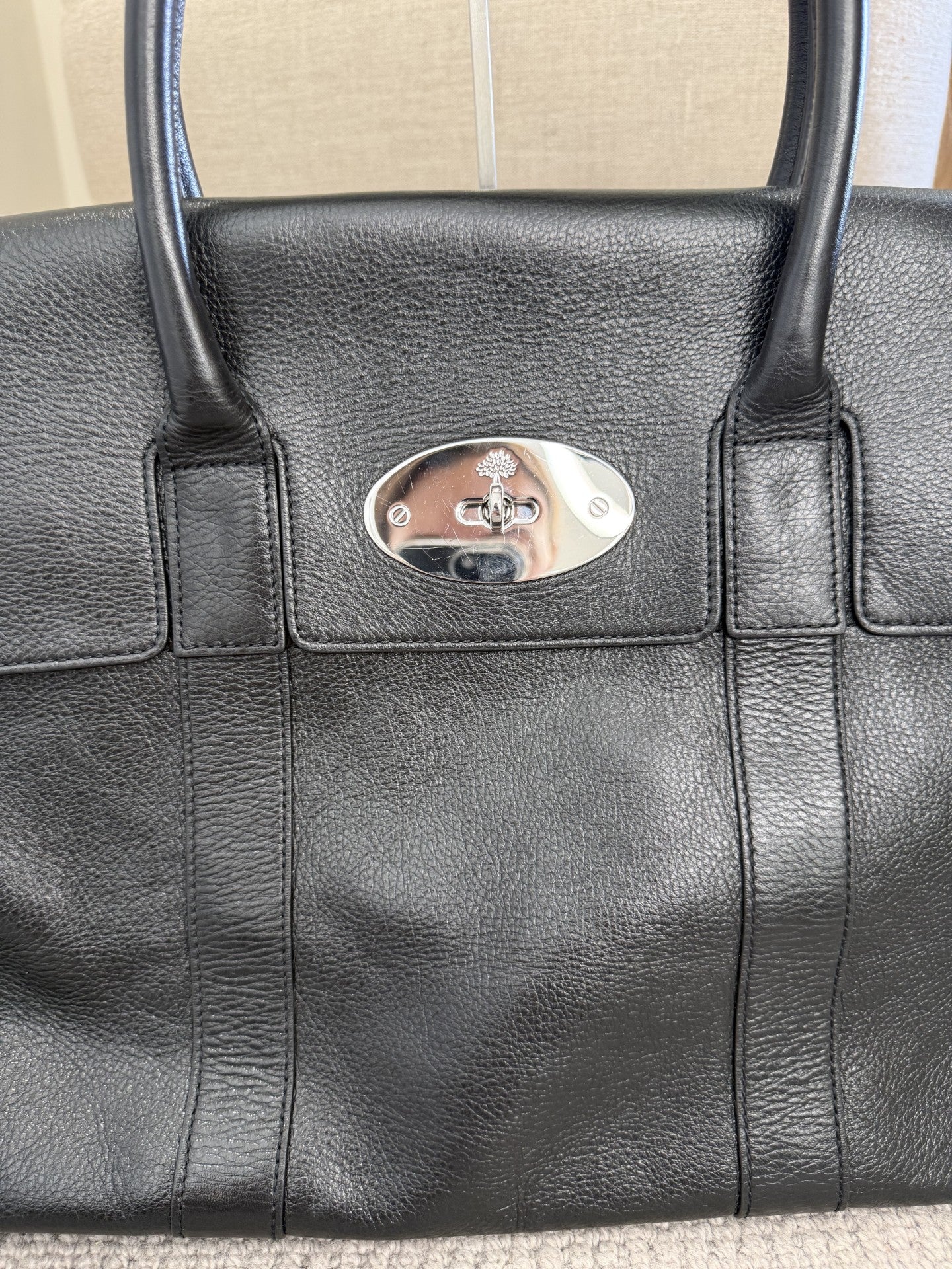 Mulberry Bayswater Black Leather Handbag – Silver Hardware