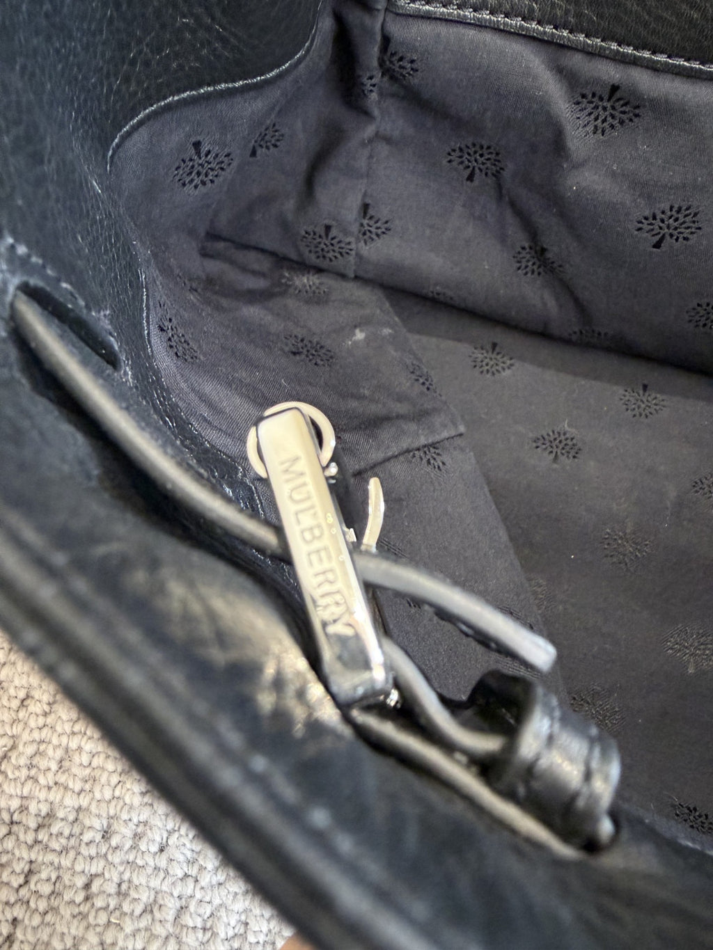 Mulberry Bayswater Black Leather Handbag – Silver Hardware