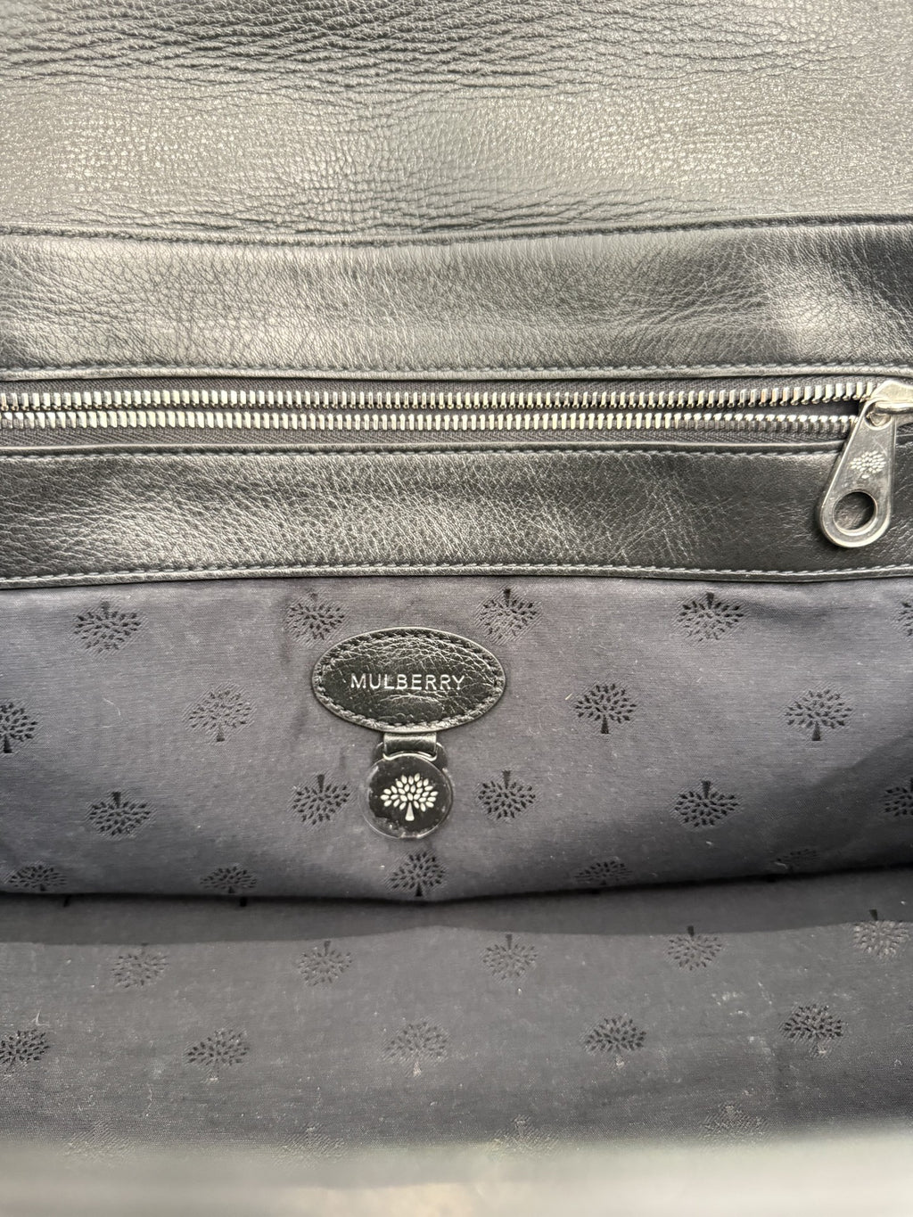 Mulberry Bayswater Black Leather Handbag – Silver Hardware