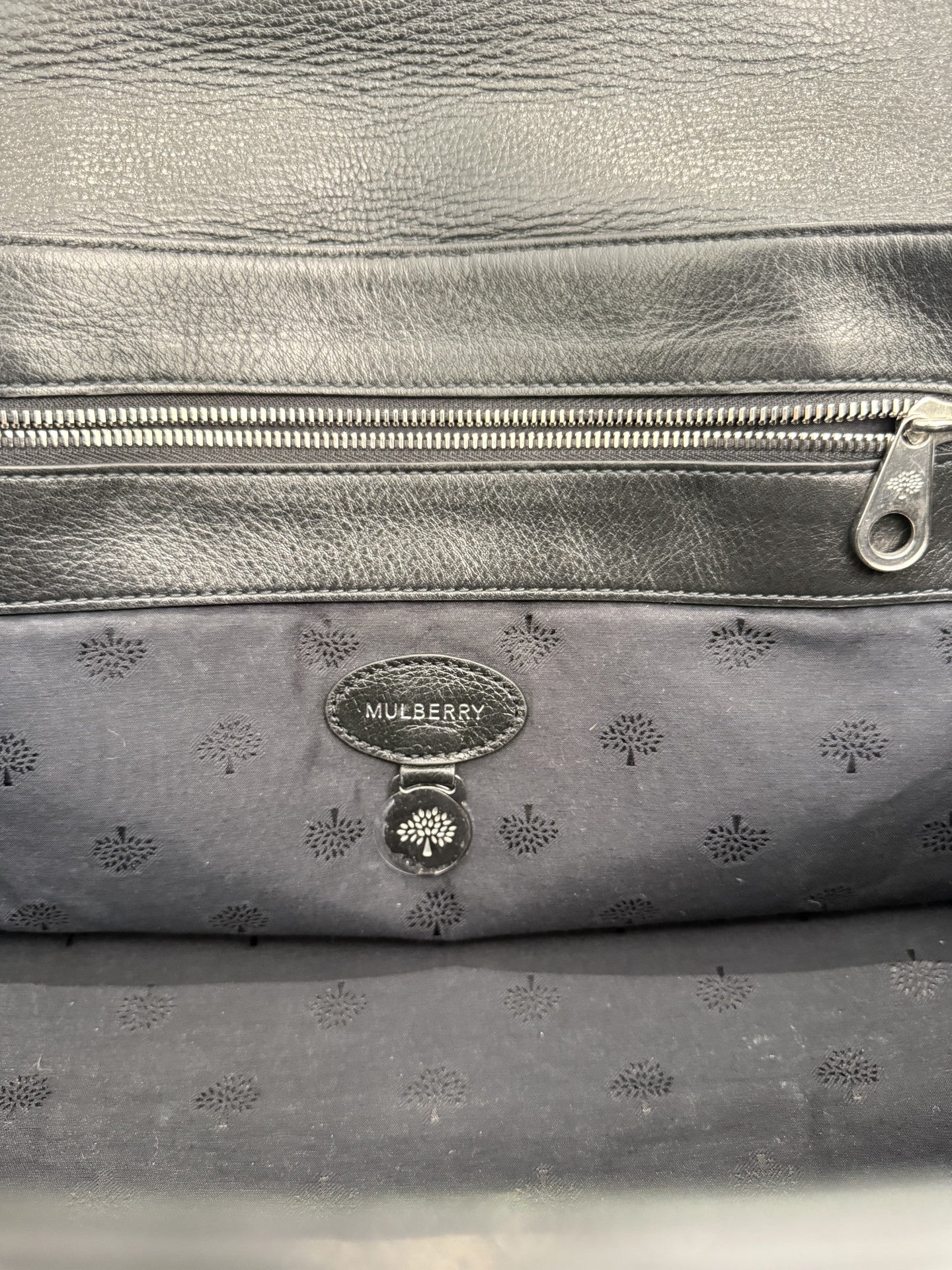 Mulberry Bayswater Black Leather Handbag – Silver Hardware