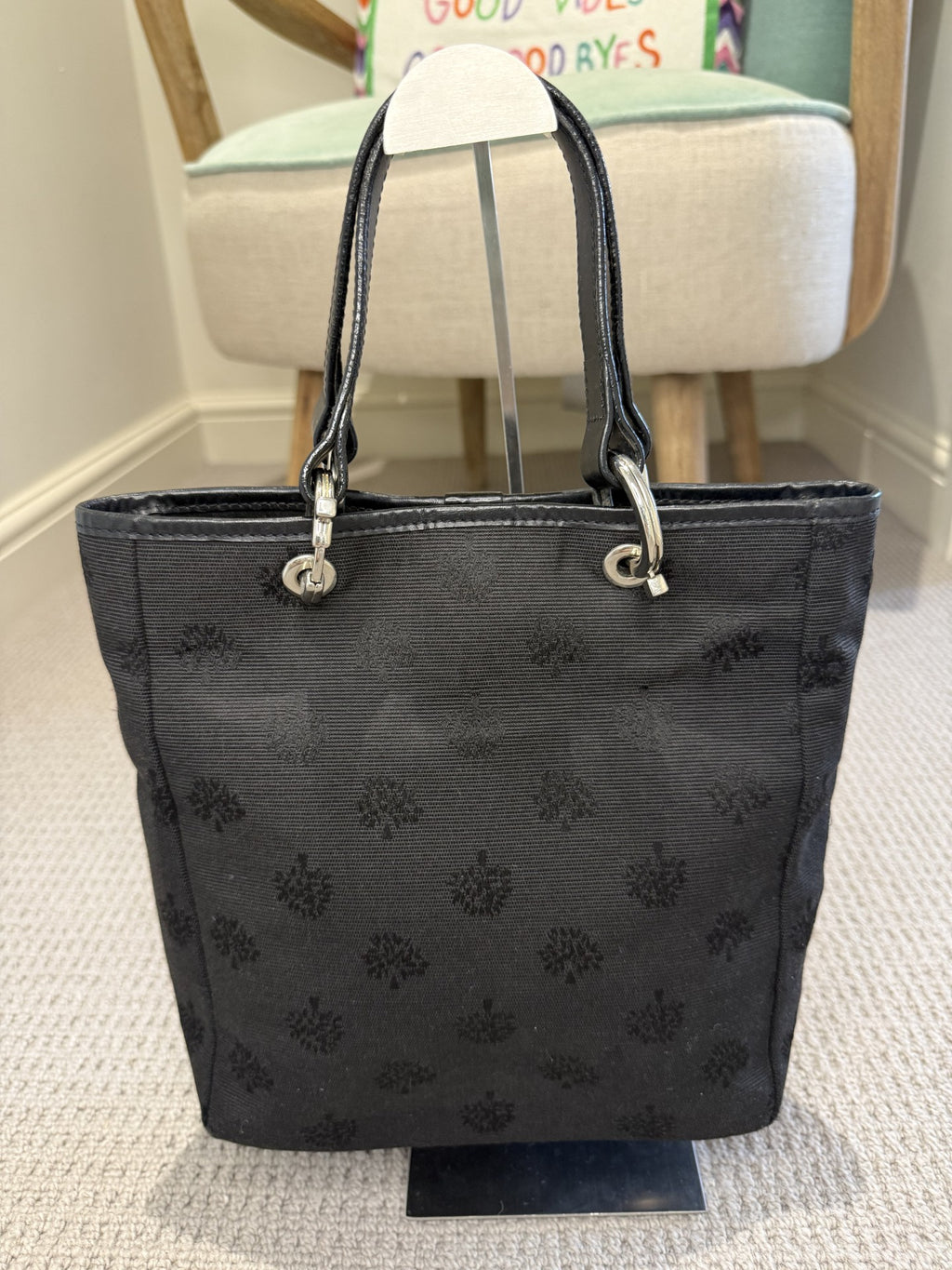 Mulberry Monogram Tote Bag – Black Canvas