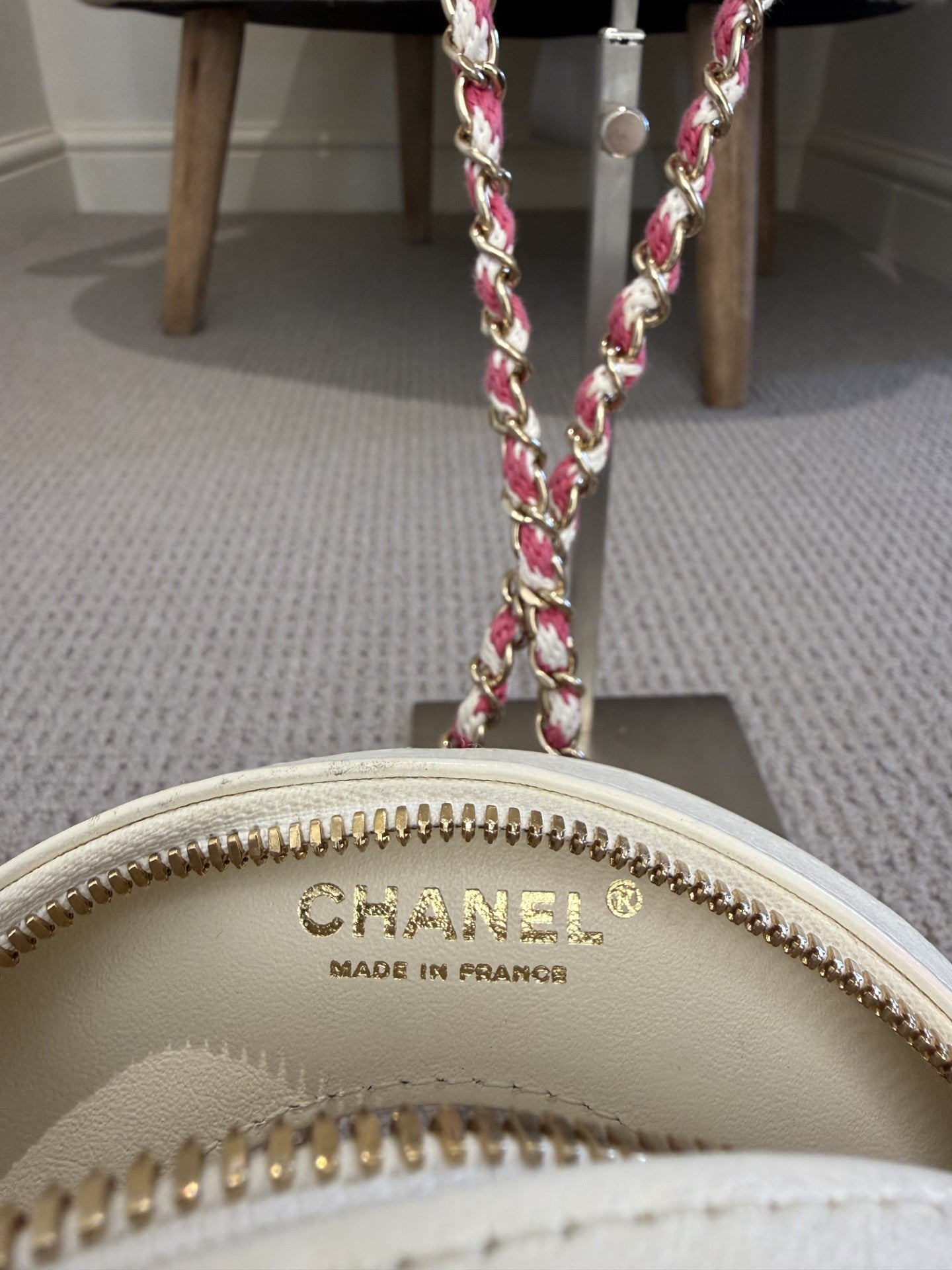 Chanel La Pausa Lifesaver Bag — Pink & White Lambskin, Cruise 2019 Limited Edition