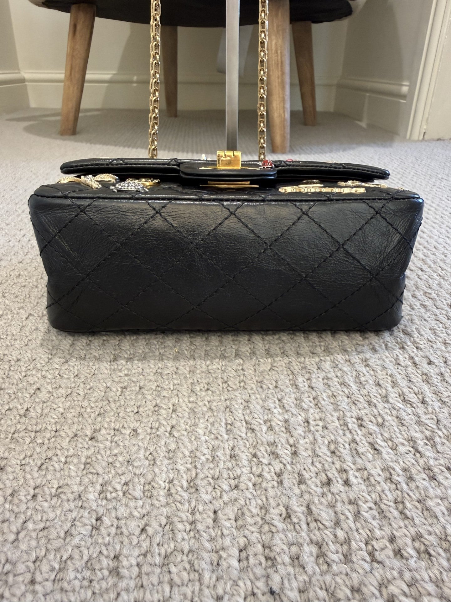 Chanel Lucky Charms 2.55 Reissue Double Flap Bag — Black Aged Calfskin, Gold Hardware, Limited Edition