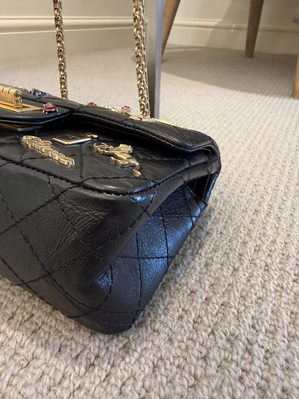 Chanel Lucky Charms 2.55 Reissue Double Flap Bag — Black Aged Calfskin, Gold Hardware, Limited Edition