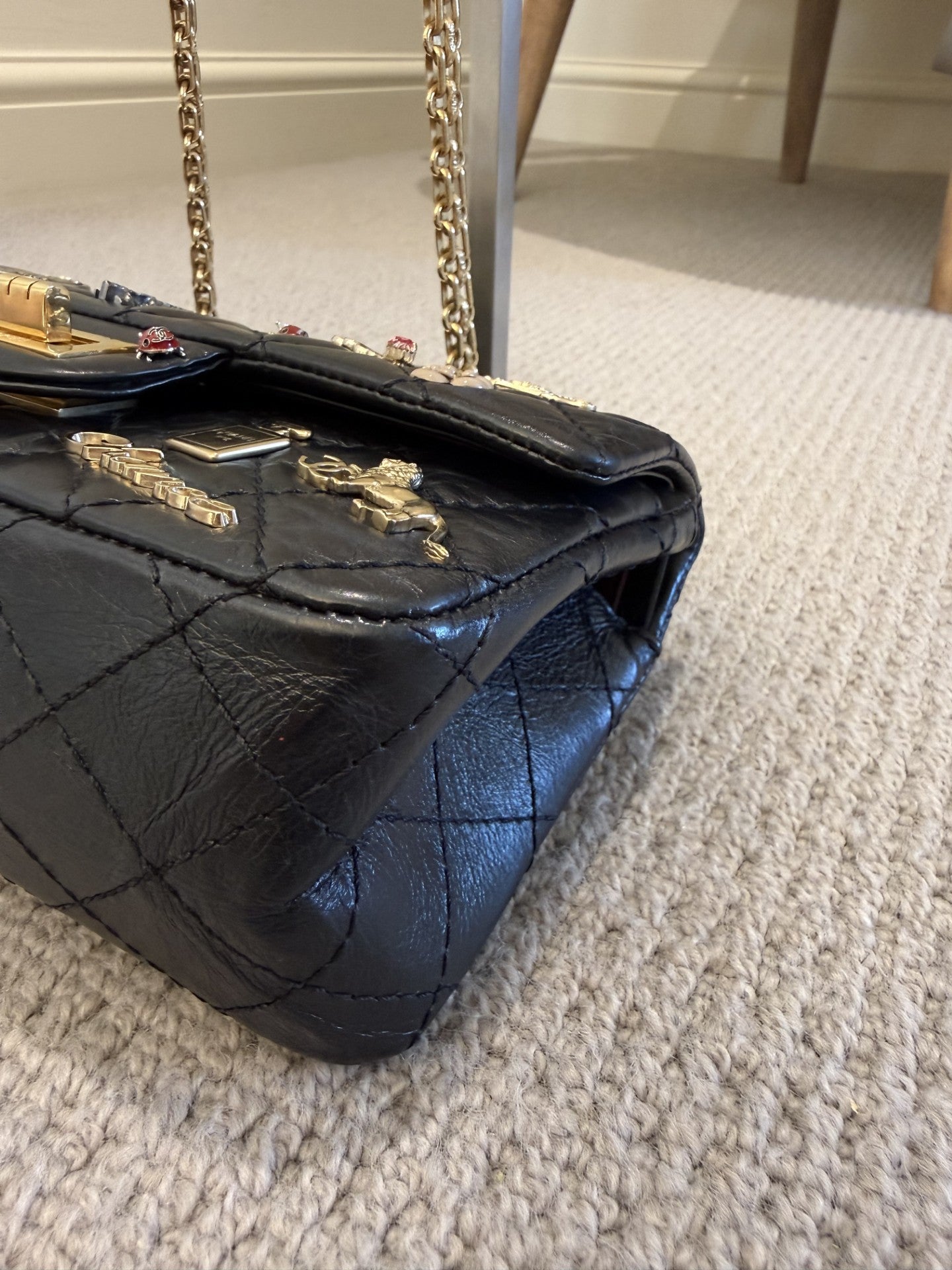 Chanel Lucky Charms 2.55 Reissue Double Flap Bag — Black Aged Calfskin, Gold Hardware, Limited Edition