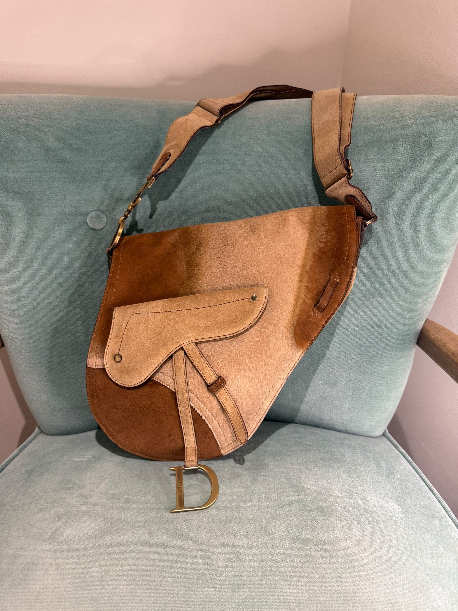 Vintage Christian Dior Saddle Bag — Galliano Era Pony Hair & Suede