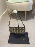 Fendi Preloved Brown Zucca Mini Pochette Shoulder Bag FF Monogram Canvas