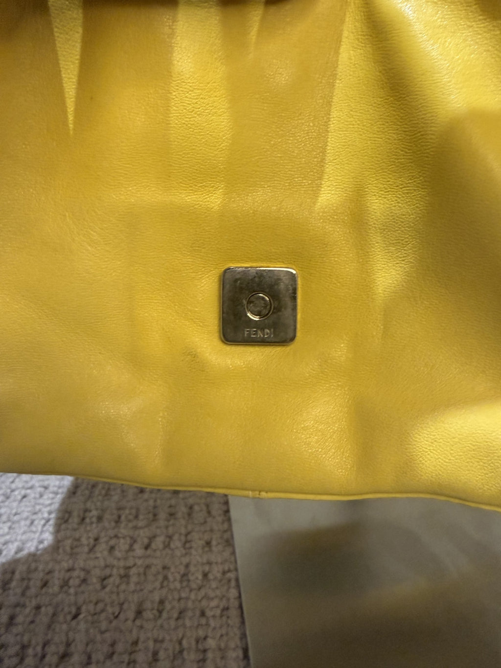 Vintage Fendi Baguette Pale Yellow Leather & Green Buckle Shoulder Bag — Rare Colourway