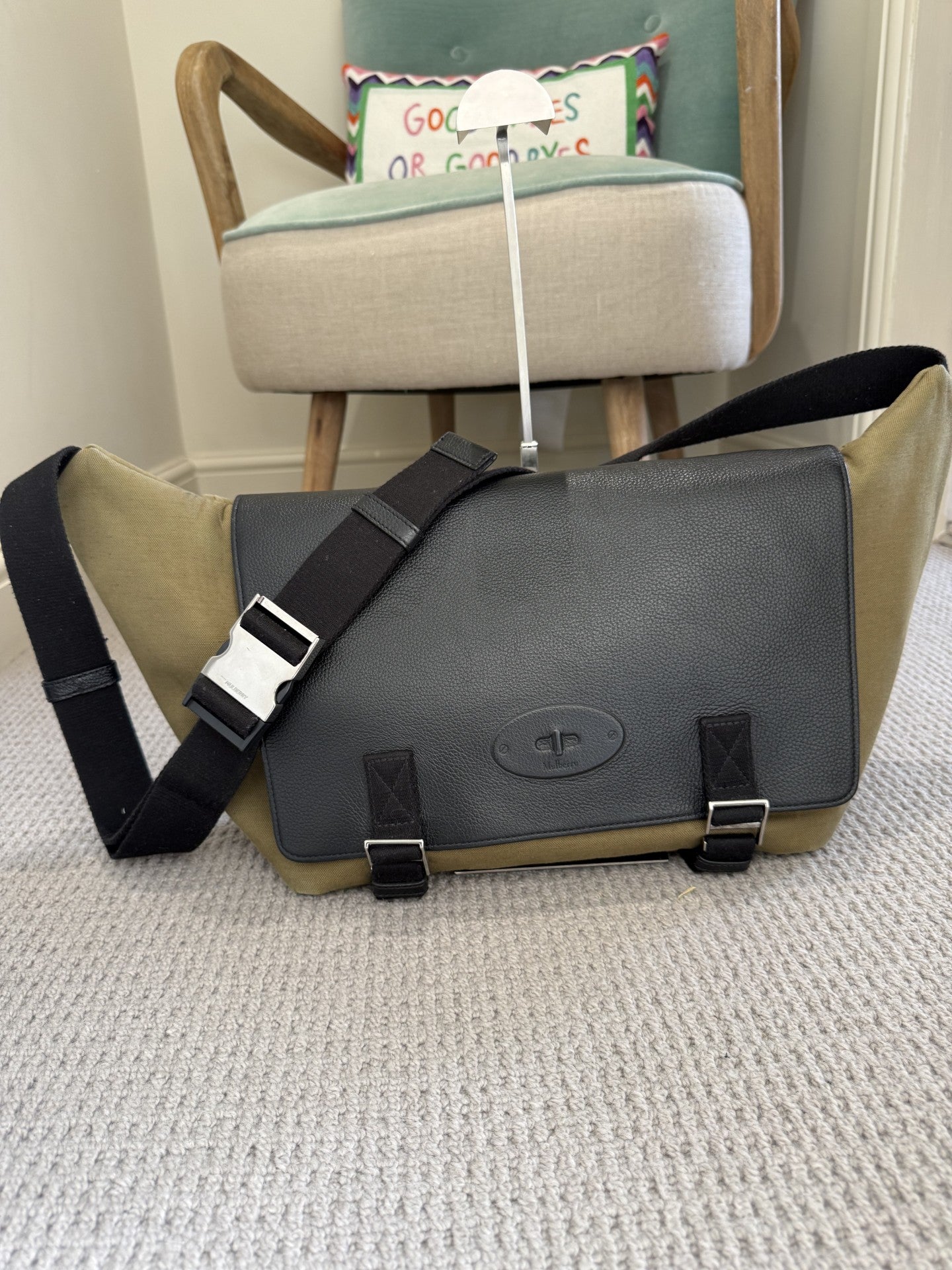 Mulberry Canvas Messenger Crossbody Bag – Khaki Green
