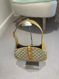 Preloved Gucci Jackie Medium Shoulder Bag – Beige GG Canvas, Gold Hardware