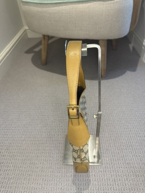 Preloved Gucci Jackie Medium Shoulder Bag – Beige GG Canvas, Gold Hardware