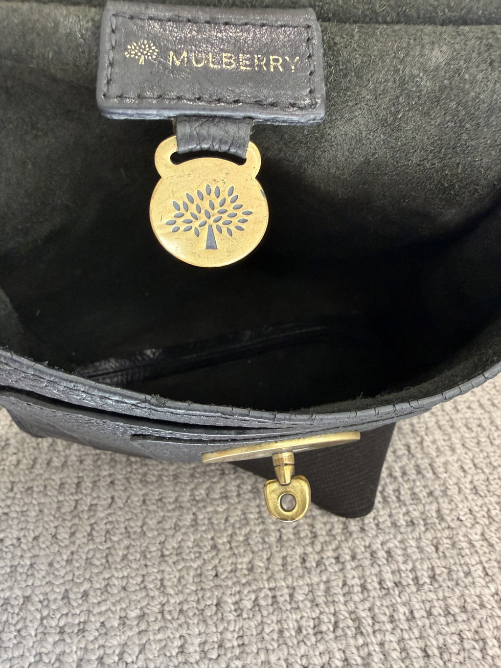 Mulberry Antony Black Leather Crossbody Messenger Bag – Brass Postman's Lock