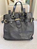 Mulberry Black Darwin Leather Belted Tote Bag – Vintage Pre-2005, Brass Hardware