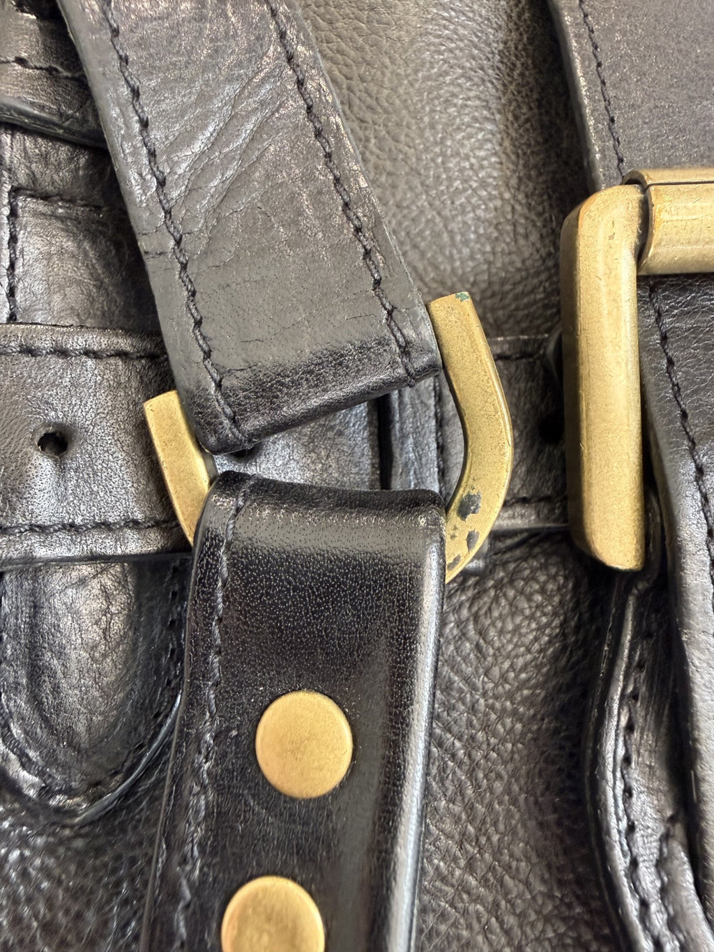 Mulberry Black Darwin Leather Belted Tote Bag – Vintage Pre-2005, Brass Hardware
