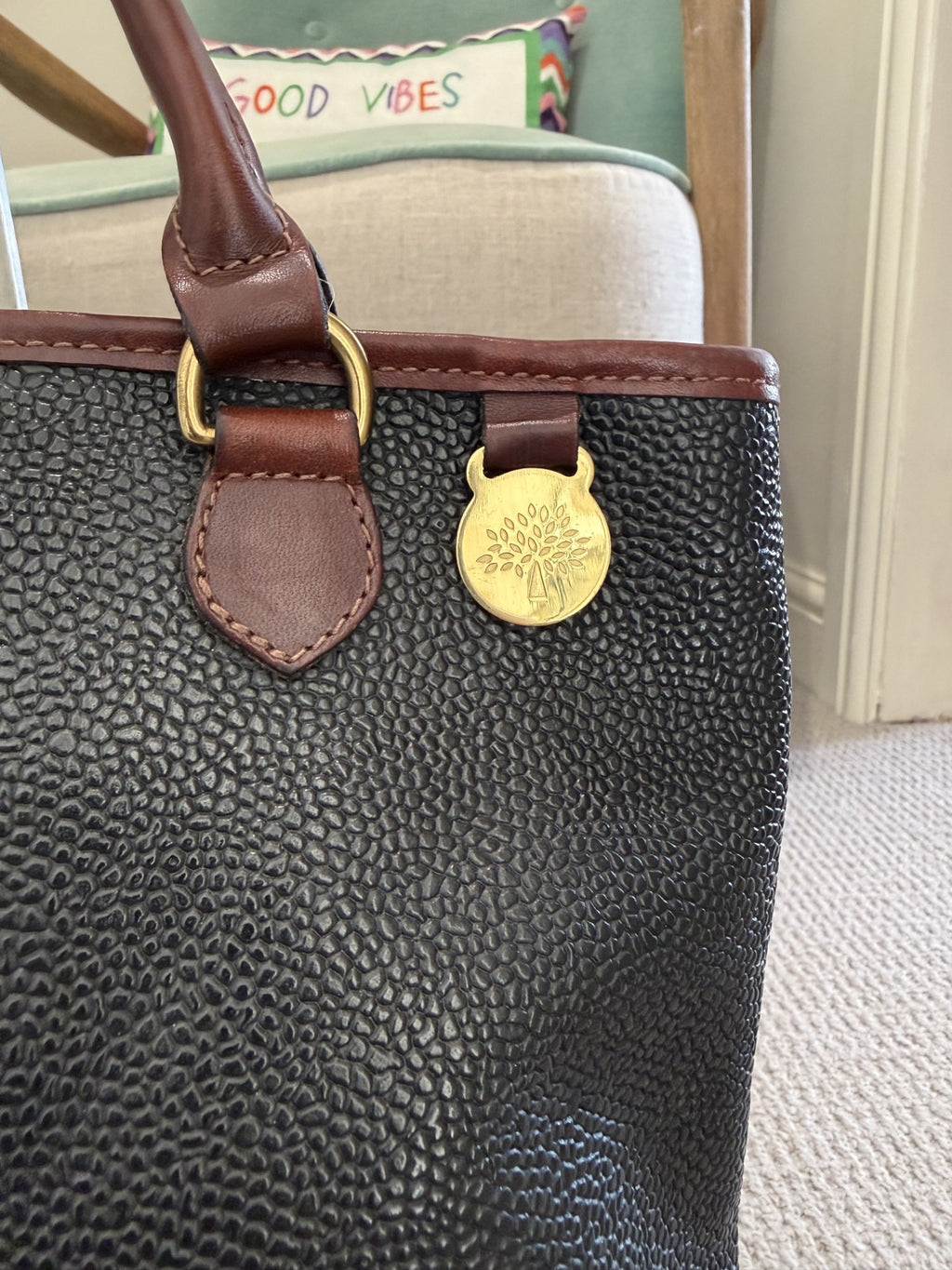 Vintage Mulberry Scotchgrain Tote Bag – Black & Tan