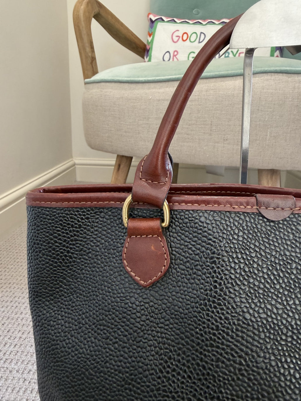 Vintage Mulberry Scotchgrain Tote Bag – Black & Tan