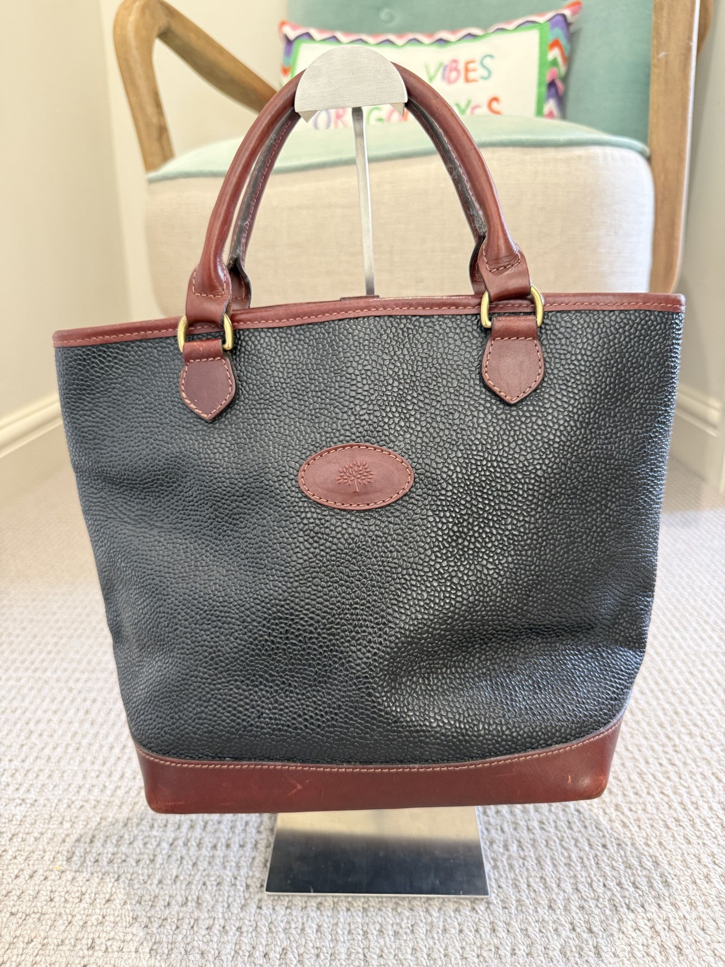 Vintage Mulberry Scotchgrain Tote Bag – Black & Tan