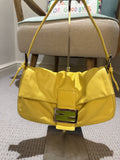 Vintage Fendi Baguette Pale Yellow Leather & Green Buckle Shoulder Bag — Rare Colourway