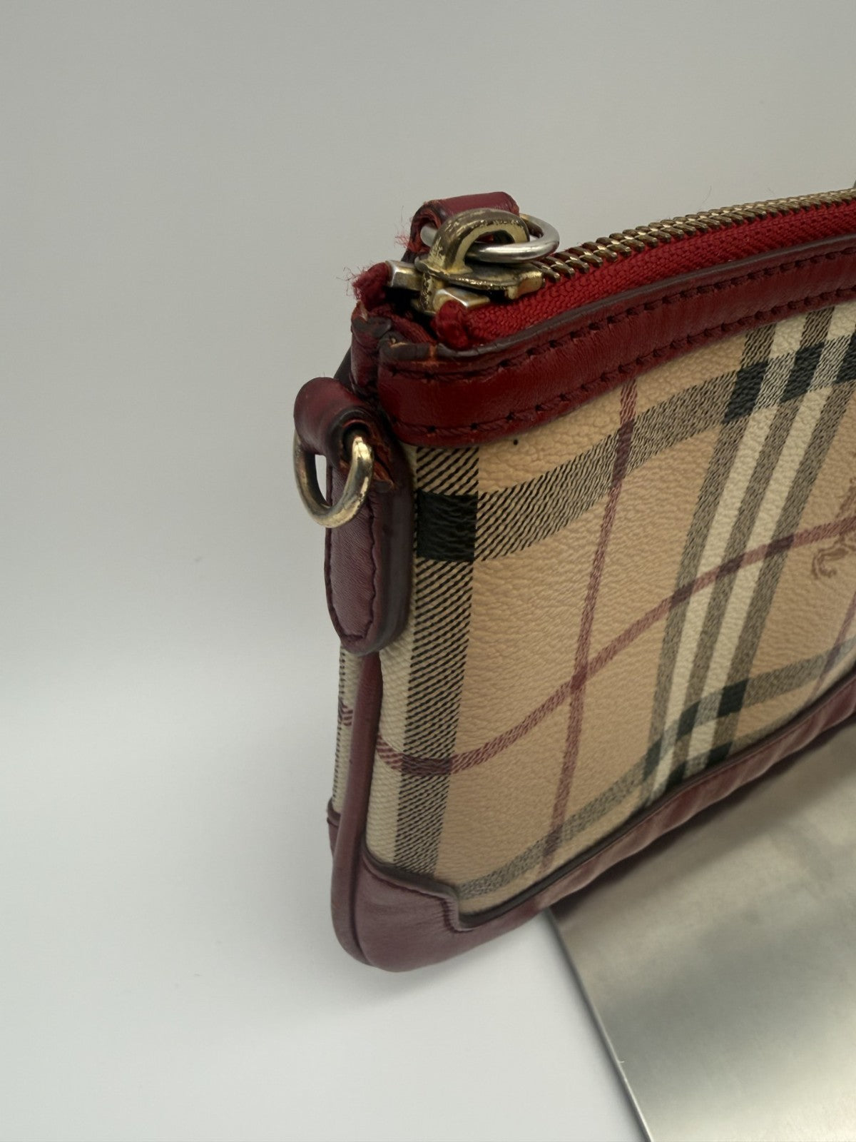 Burberry Peyton Crossbody — Haymarket Check & Red