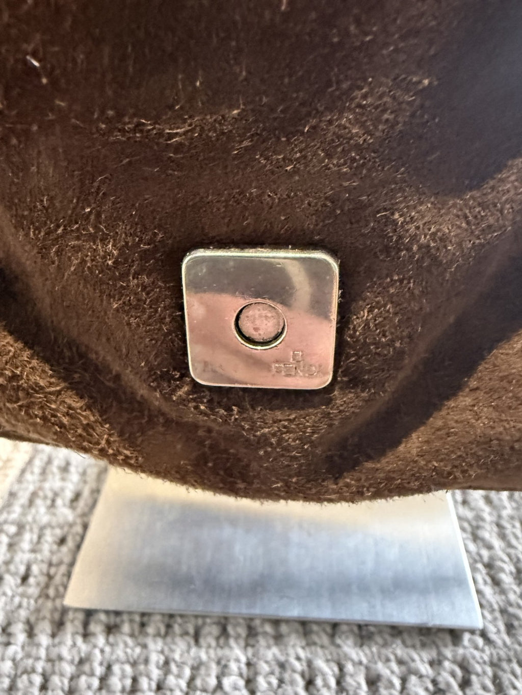 Fendi Mini Mamma Baguette — Chocolate Suede with Crystal Buckle