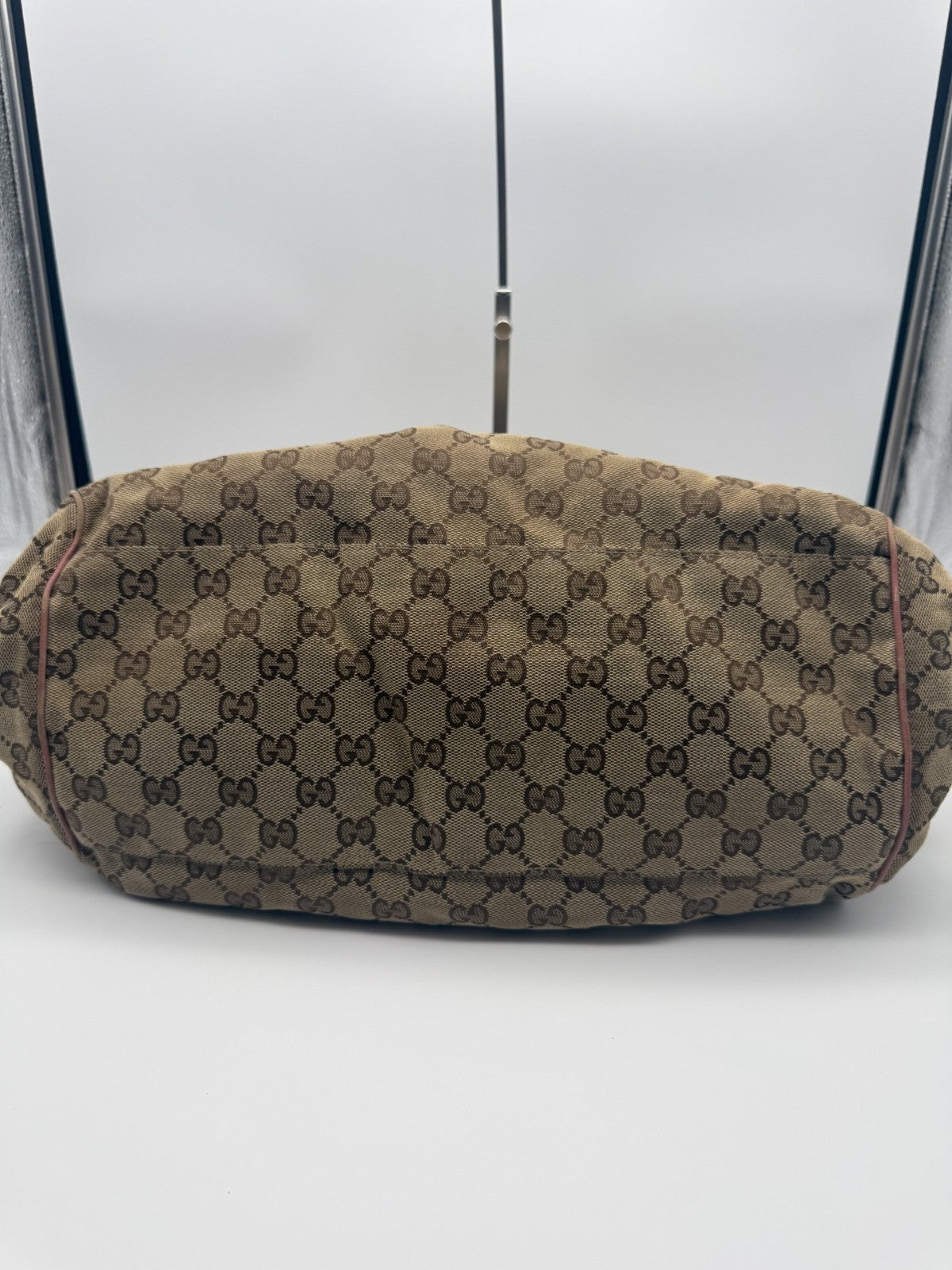 Gucci Sukey Satchel — Beige GG Canvas & Pink
